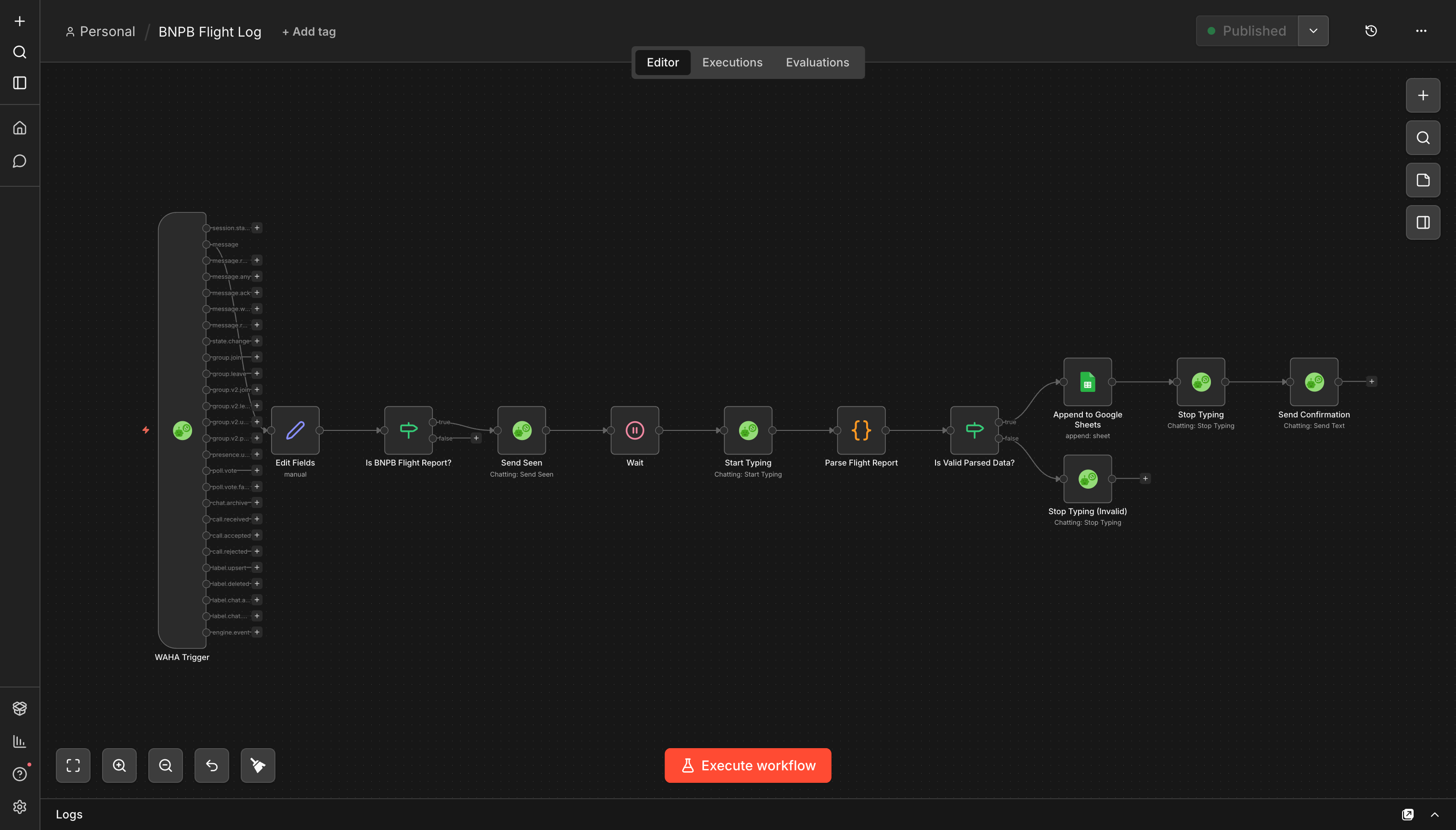 Whatsapp to Spreadsheet Automation